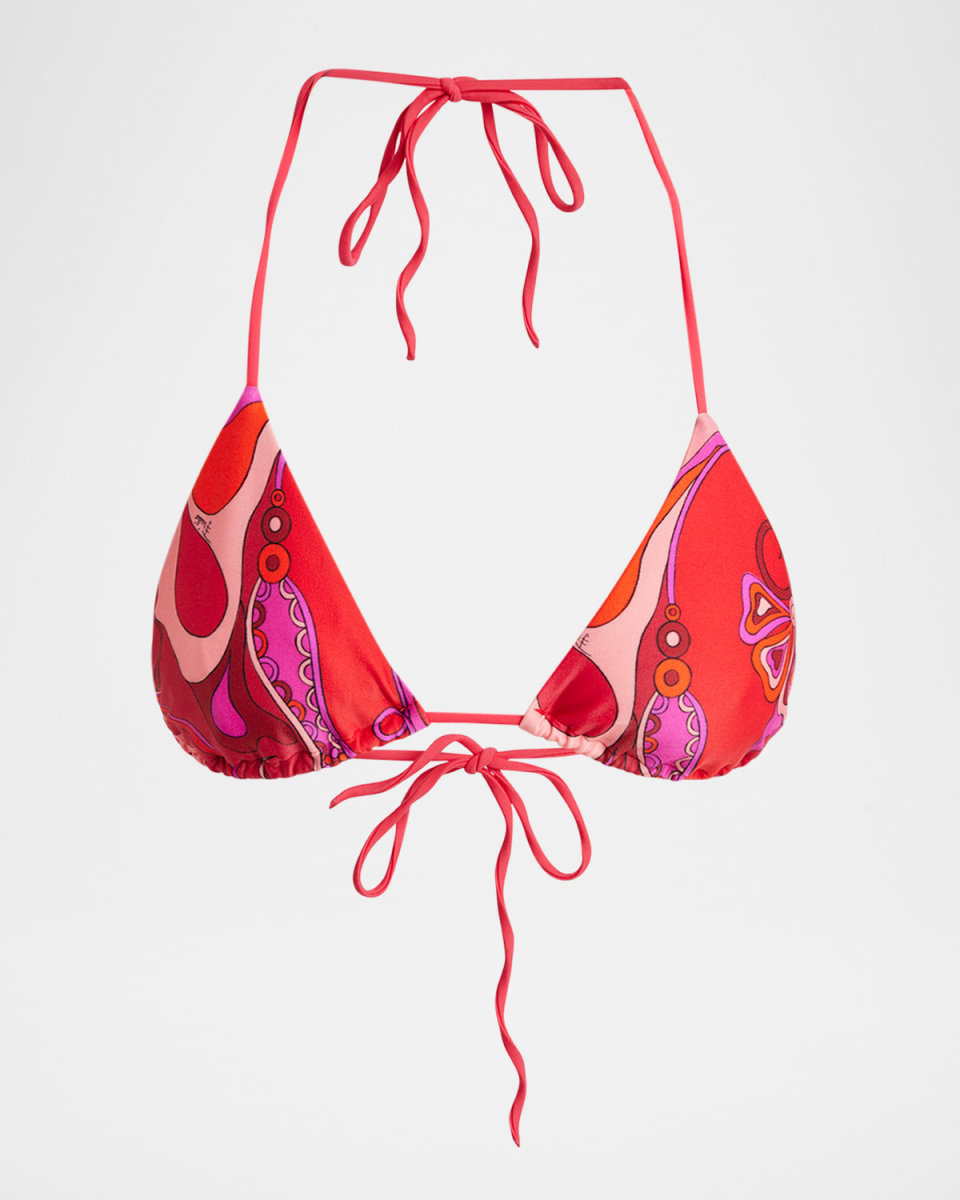 Orchidee-Print Triangle Bikini Top